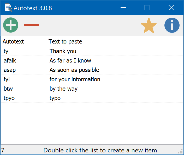 Autotext Screenshot